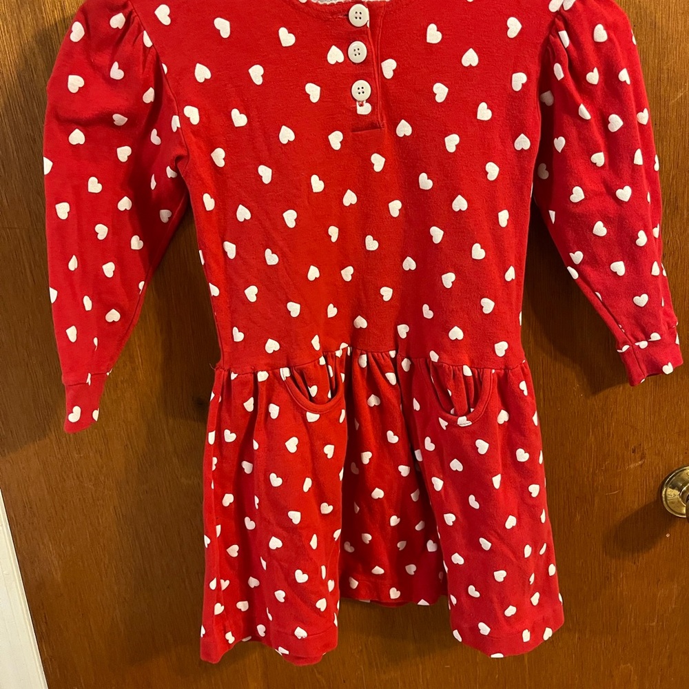 Red Heart Pattern Kids Casual Dress